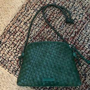 Loeffler Randall Mallory Green Woven Leather Crossbody Bag